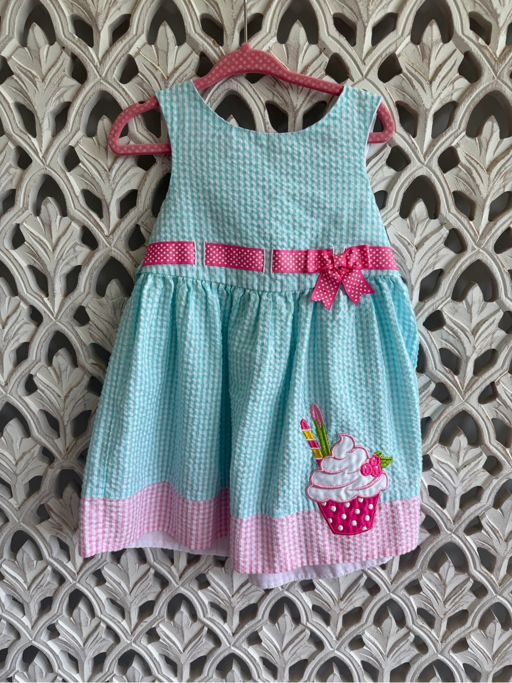 2T Cupcake Party Dress with Pink Bow